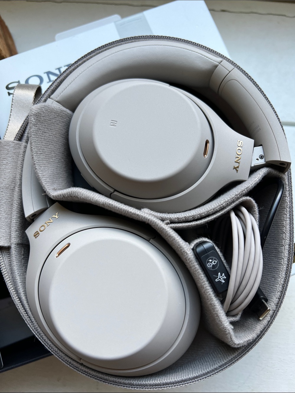 Sony WH-1000XM4 Over-Ear Wireless Headphones Light Gray open box like new